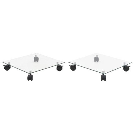 Soportes de ruedas para macetas cuadrado vidrio templado 2 uds en Soportes para macetas | Comprar online en Foro24