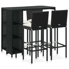5-teiliges Gartenbar-Set und schwarze Kissen aus synthetischem Rattan von vidaXL, Gartensets - Ref: Foro24-3064918, Preis: 40...