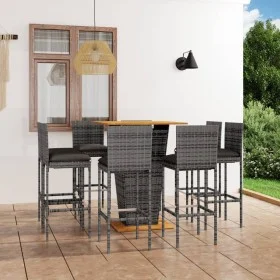 9-teiliges Garten-Barmöbel-Set und graue PE-Rattan-Kissen von vidaXL, Gartensets - Ref: Foro24-3064863, Preis: 810,87 €, Raba...
