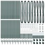 Poste de cerca 52 pcs Plateado 3.2 x 3.2 x 100 cm Acero