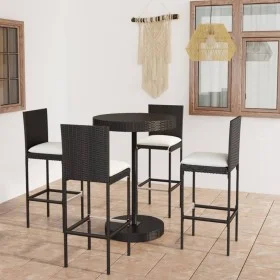 5-teiliges Gartenbar-Set und Kissen aus synthetischem Rattan schwarz von vidaXL, Gartensets - Ref: Foro24-3064766, Preis: 387...