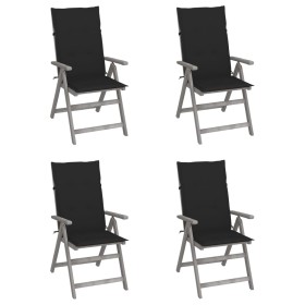 Reclining garden chairs 4 pcs solid acacia wood cushions by vidaXL, Garden chairs - Ref: Foro24-3065384, Price: 327,87 €, Dis...