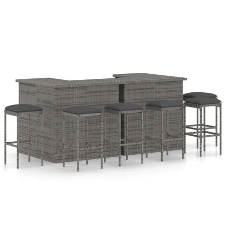 Garden bar set with 8 pieces and gray synthetic rattan cushions by vidaXL, Garden sets - Ref: Foro24-3064927, Price: 741,42 €...