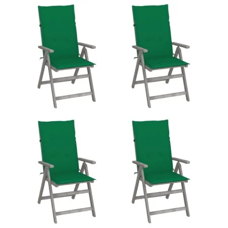 Sillas de jardín reclinables 4 uds madera maciza acacia cojines de vidaXL, Sillas de jardín - Ref: Foro24-3065382, Precio: 28...
