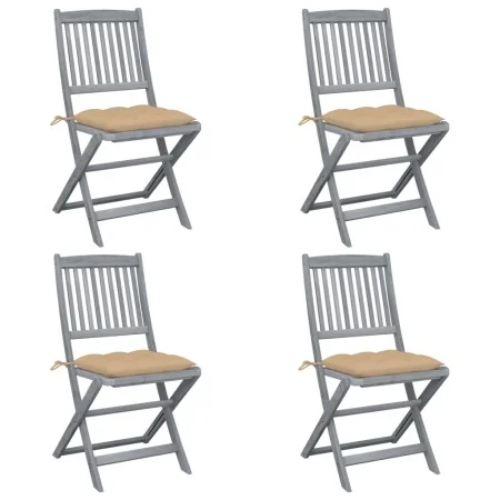 Klappbare Gartenstühle, 4 Stück, Kissen aus massivem Akazienholz von vidaXL, Gartenstühle - Ref: Foro24-3064581, Preis: 205,0...