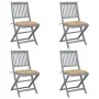 Klappbare Gartenstühle, 4 Stück, Kissen aus massivem Akazienholz von vidaXL, Gartenstühle - Ref: Foro24-3064581, Preis: 205,0...