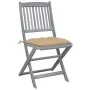 Klappbare Gartenstühle, 4 Stück, Kissen aus massivem Akazienholz von vidaXL, Gartenstühle - Ref: Foro24-3064581, Preis: 205,0...