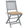 Klappbare Gartenstühle, 4 Stück, Kissen aus massivem Akazienholz von vidaXL, Gartenstühle - Ref: Foro24-3064581, Preis: 211,9...