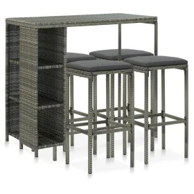 5-teiliges Gartenbar-Set und graue synthetische Rattankissen von vidaXL, Gartensets - Ref: Foro24-3064915, Preis: 259,22 €, R...