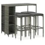 5-teiliges Gartenbar-Set und graue synthetische Rattankissen von vidaXL, Gartensets - Ref: Foro24-3064915, Preis: 259,12 €, R...