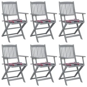 Folding garden chairs 6 pcs solid acacia wood cushions by vidaXL, Garden chairs - Ref: Foro24-3065420, Price: 293,46 €, Disco...