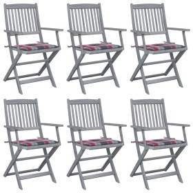 Klappbare Gartenstühle, 6 Stück, Kissen aus massivem Akazienholz von vidaXL, Gartenstühle - Ref: Foro24-3065420, Preis: 301,6...