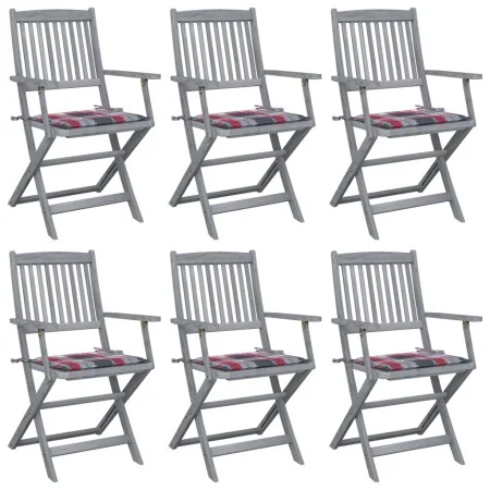 Klappbare Gartenstühle, 6 Stück, Kissen aus massivem Akazienholz von vidaXL, Gartenstühle - Ref: Foro24-3065420, Preis: 293,4...
