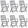 Klappbare Gartenstühle, 6 Stück, Kissen aus massivem Akazienholz von vidaXL, Gartenstühle - Ref: Foro24-3065420, Preis: 293,4...