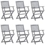 Klappbare Gartenstühle, 6 Stück, Kissen aus massivem Akazienholz von vidaXL, Gartenstühle - Ref: Foro24-3065420, Preis: 301,6...
