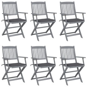 Folding garden chairs 6 pcs with solid acacia wood cushions by vidaXL, Garden chairs - Ref: Foro24-3065407, Price: 309,57 €, ...