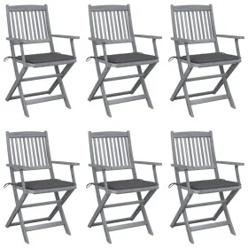 Folding garden chairs 6 pcs with solid acacia wood cushions by vidaXL, Garden chairs - Ref: Foro24-3065407, Price: 305,61 €, ...