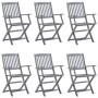 Folding garden chairs 6 pcs with solid acacia wood cushions by vidaXL, Garden chairs - Ref: Foro24-3065407, Price: 309,46 €, ...
