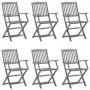 Folding garden chairs 6 pcs with solid acacia wood cushions by vidaXL, Garden chairs - Ref: Foro24-3065407, Price: 305,57 €, ...