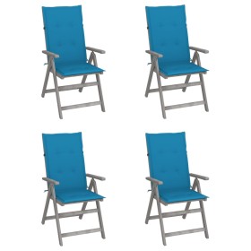 Reclining garden chairs and 4 solid acacia wood cushions. by vidaXL, Garden chairs - Ref: Foro24-3065381, Price: 312,25 €, Di...