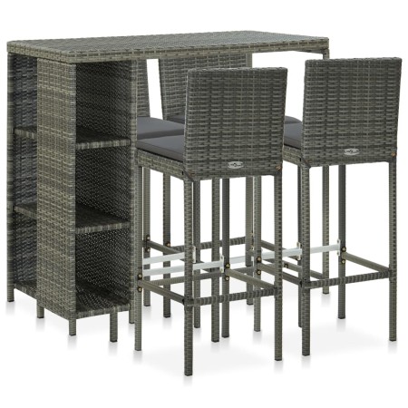 5-teiliges Gartenbar-Set und Kissen synthetisches Rattangrau von vidaXL, Gartensets - Ref: Foro24-3064919, Preis: 412,54 €, R...