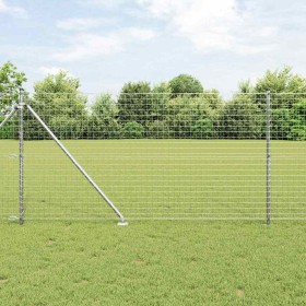 Poste de cerca 26 pcs Plateado 3.2 x 3.2 x 140 cm Acero