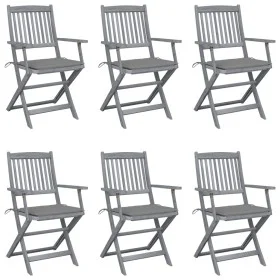 Folding garden chairs 6 pcs solid acacia wood cushions by vidaXL, Garden chairs - Ref: Foro24-3065408, Price: 301,37 €, Disco...