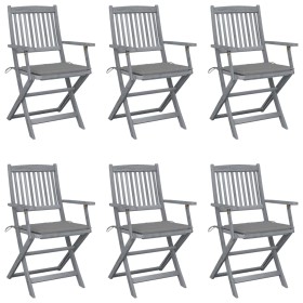 Klappbare Gartenstühle, 6 Stück, Kissen aus massivem Akazienholz von vidaXL, Gartenstühle - Ref: Foro24-3065408, Preis: 305,0...