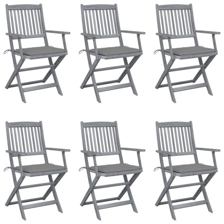 Klappbare Gartenstühle, 6 Stück, Kissen aus massivem Akazienholz von vidaXL, Gartenstühle - Ref: Foro24-3065408, Preis: 305,0...