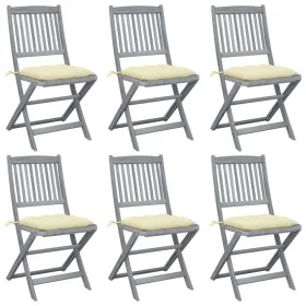 Klappbare Gartenstühle 6 Stück Kissen massives Akazienholz von vidaXL, Gartenstühle - Ref: Foro24-3065451, Preis: 324,16 €, R...