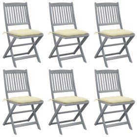 Klappbare Gartenstühle 6 Stück Kissen massives Akazienholz von vidaXL, Gartenstühle - Ref: Foro24-3065451, Preis: 342,08 €, R...