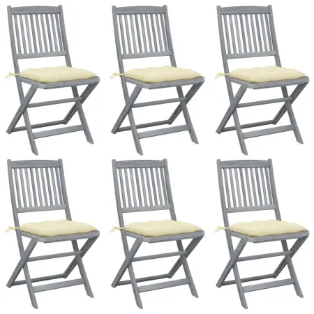 Folding garden chairs 6 pcs with solid acacia wood cushions by vidaXL, Garden chairs - Ref: Foro24-3065451, Price: 324,61 €, ...