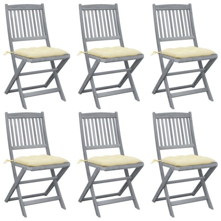 Klappbare Gartenstühle 6 Stück Kissen massives Akazienholz von vidaXL, Gartenstühle - Ref: Foro24-3065451, Preis: 342,08 €, R...
