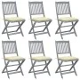 Folding garden chairs 6 pcs with solid acacia wood cushions by vidaXL, Garden chairs - Ref: Foro24-3065451, Price: 324,61 €, ...