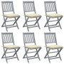 Klappbare Gartenstühle 6 Stück Kissen massives Akazienholz von vidaXL, Gartenstühle - Ref: Foro24-3065451, Preis: 342,08 €, R...