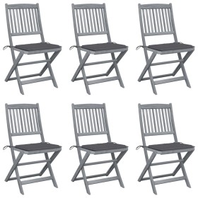 Klappbare Gartenstühle, 6 Stück, Kissen aus massivem Akazienholz von vidaXL, Gartenstühle - Ref: Foro24-3065434, Preis: 338,6...