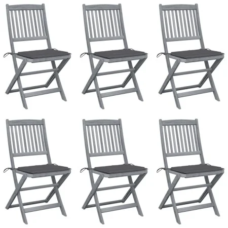 Folding garden chairs 6 pcs solid acacia wood cushions by vidaXL, Garden chairs - Ref: Foro24-3065434, Price: 327,18 €, Disco...