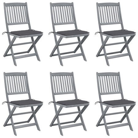 Klappbare Gartenstühle, 6 Stück, Kissen aus massivem Akazienholz von vidaXL, Gartenstühle - Ref: Foro24-3065434, Preis: 338,4...