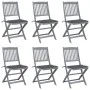 Folding garden chairs 6 pcs solid acacia wood cushions by vidaXL, Garden chairs - Ref: Foro24-3065434, Price: 327,18 €, Disco...