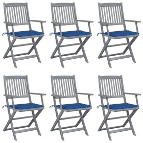 Folding garden chairs 6 pcs solid acacia wood cushions by vidaXL, Garden chairs - Ref: Foro24-3065411, Price: 302,61 €, Disco...