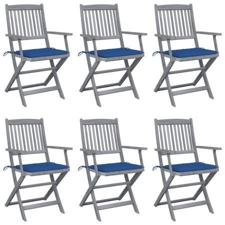Klappbare Gartenstühle, 6 Stück, Kissen aus massivem Akazienholz von vidaXL, Gartenstühle - Ref: Foro24-3065411, Preis: 302,6...
