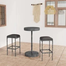 3-teiliges Garten-Barmöbel-Set und graue synthetische Rattankissen von vidaXL, Gartensets - Ref: Foro24-3064760, Preis: 151,8...