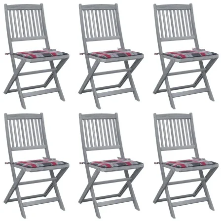 Folding garden chairs 6 pcs solid acacia wood cushions by vidaXL, Garden chairs - Ref: Foro24-3065447, Price: 311,61 €, Disco...