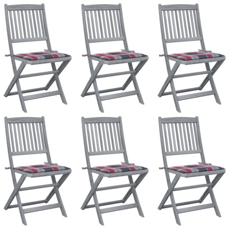 Klappbare Gartenstühle, 6 Stück, Kissen aus massivem Akazienholz von vidaXL, Gartenstühle - Ref: Foro24-3065447, Preis: 327,7...