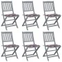 Folding garden chairs 6 pcs solid acacia wood cushions by vidaXL, Garden chairs - Ref: Foro24-3065447, Price: 311,61 €, Disco...