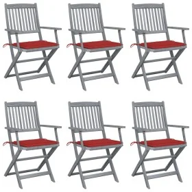 Klappbare Gartenstühle 6 Stück Kissen massives Akazienholz von vidaXL, Gartenstühle - Ref: Foro24-3065413, Preis: 305,33 €, R...