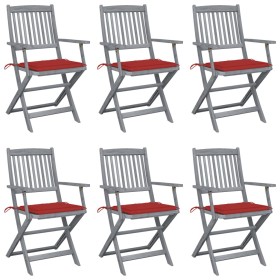Klappbare Gartenstühle 6 Stück Kissen massives Akazienholz von vidaXL, Gartenstühle - Ref: Foro24-3065413, Preis: 314,06 €, R...