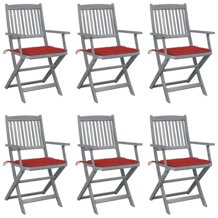 Folding garden chairs 6 pcs with solid acacia wood cushions by vidaXL, Garden chairs - Ref: Foro24-3065413, Price: 305,32 €, ...
