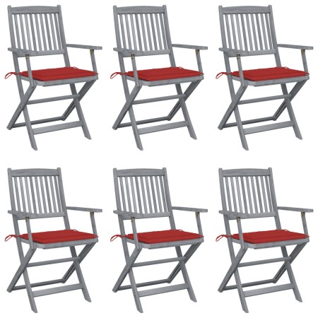 Klappbare Gartenstühle 6 Stück Kissen massives Akazienholz von vidaXL, Gartenstühle - Ref: Foro24-3065413, Preis: 314,06 €, R...