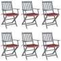 Folding garden chairs 6 pcs with solid acacia wood cushions by vidaXL, Garden chairs - Ref: Foro24-3065413, Price: 305,32 €, ...
